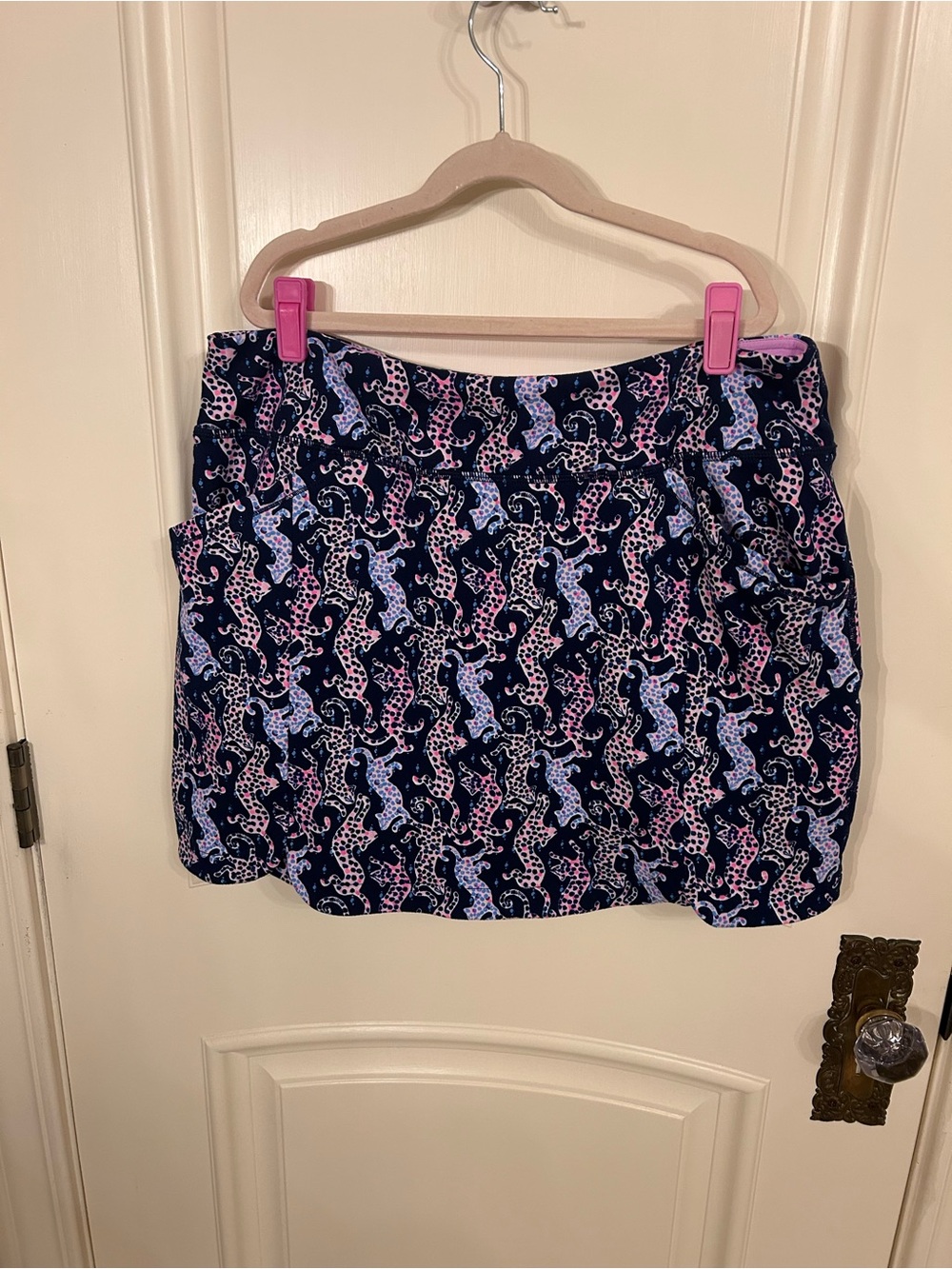 Lilly Pulitzer Luxletic Navy Pink Blue Seahorse Print Skort